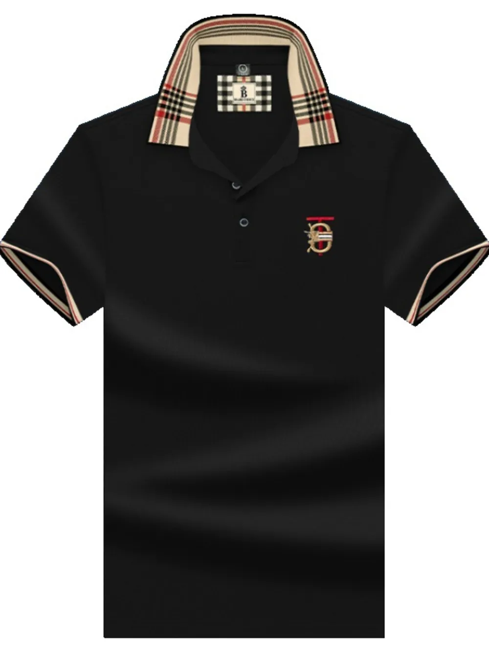 Men's Plus Size Plaid Collar Embroidered Polo