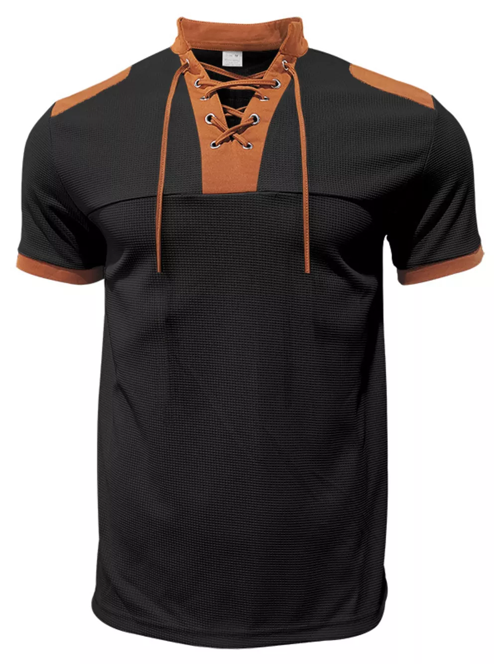 Men's Full Size Lace-Up Collar Casual Top and Shorts Set Plus Size, image 8