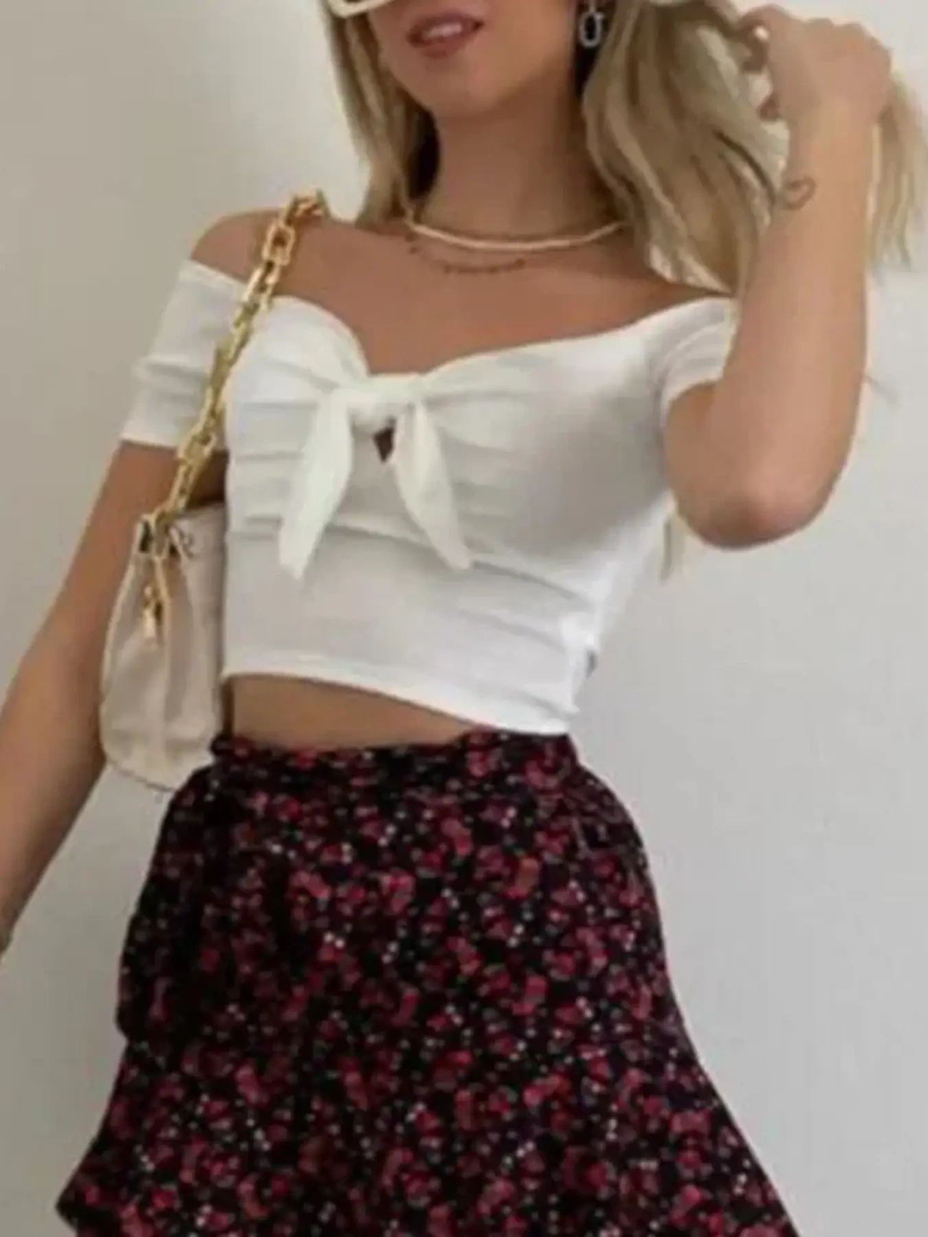 Off-Shoulder Bow-Tie Crop Top, image 12