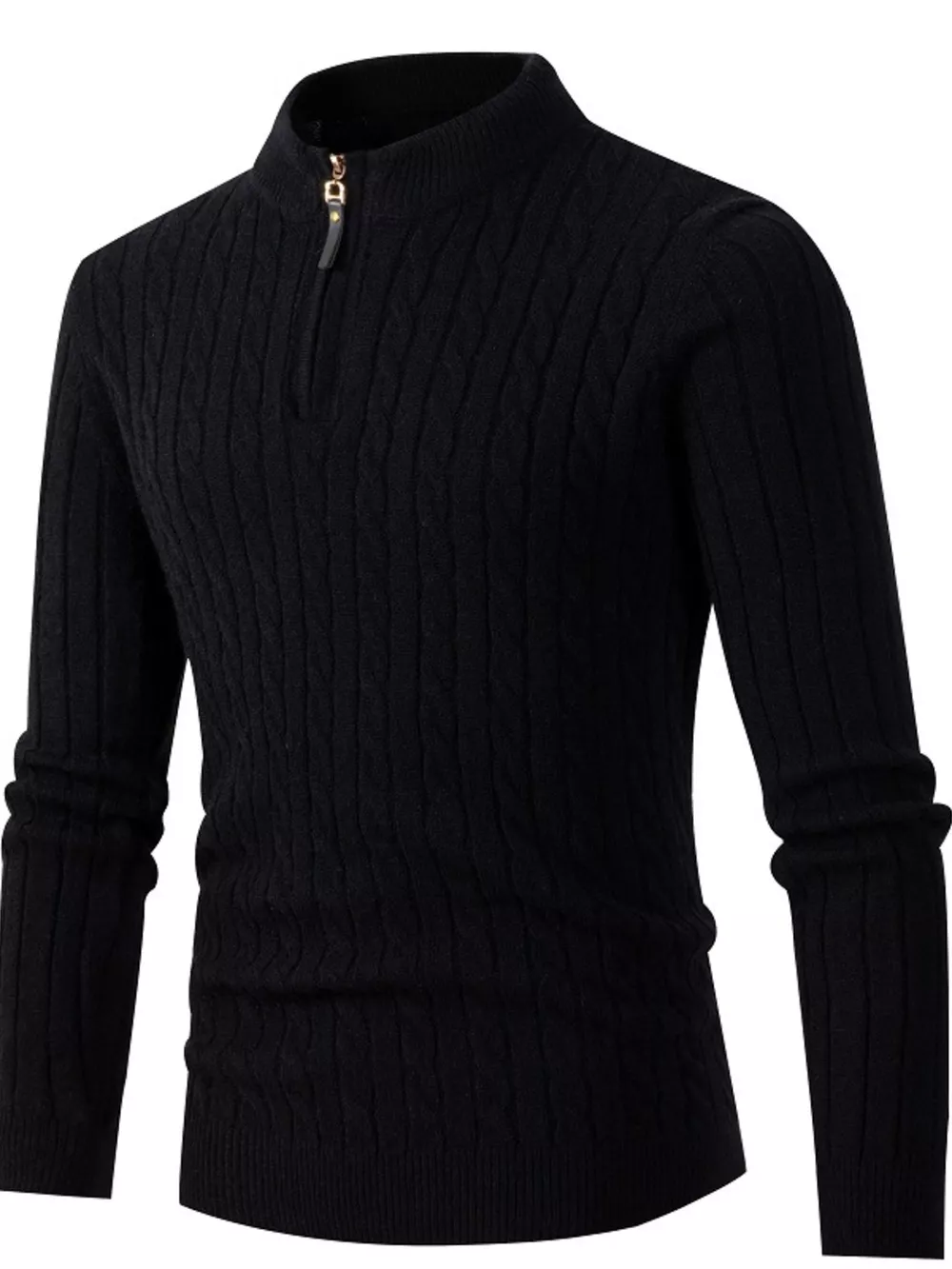 Men's Full Size Slim Fit Cable Knit Half Zip Sweater Plus Size