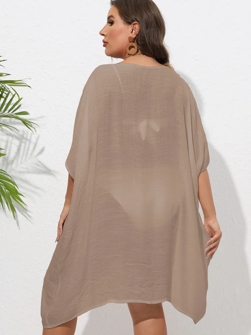Crochet Trim V-Neck Beach Cover Up Dress, image 21