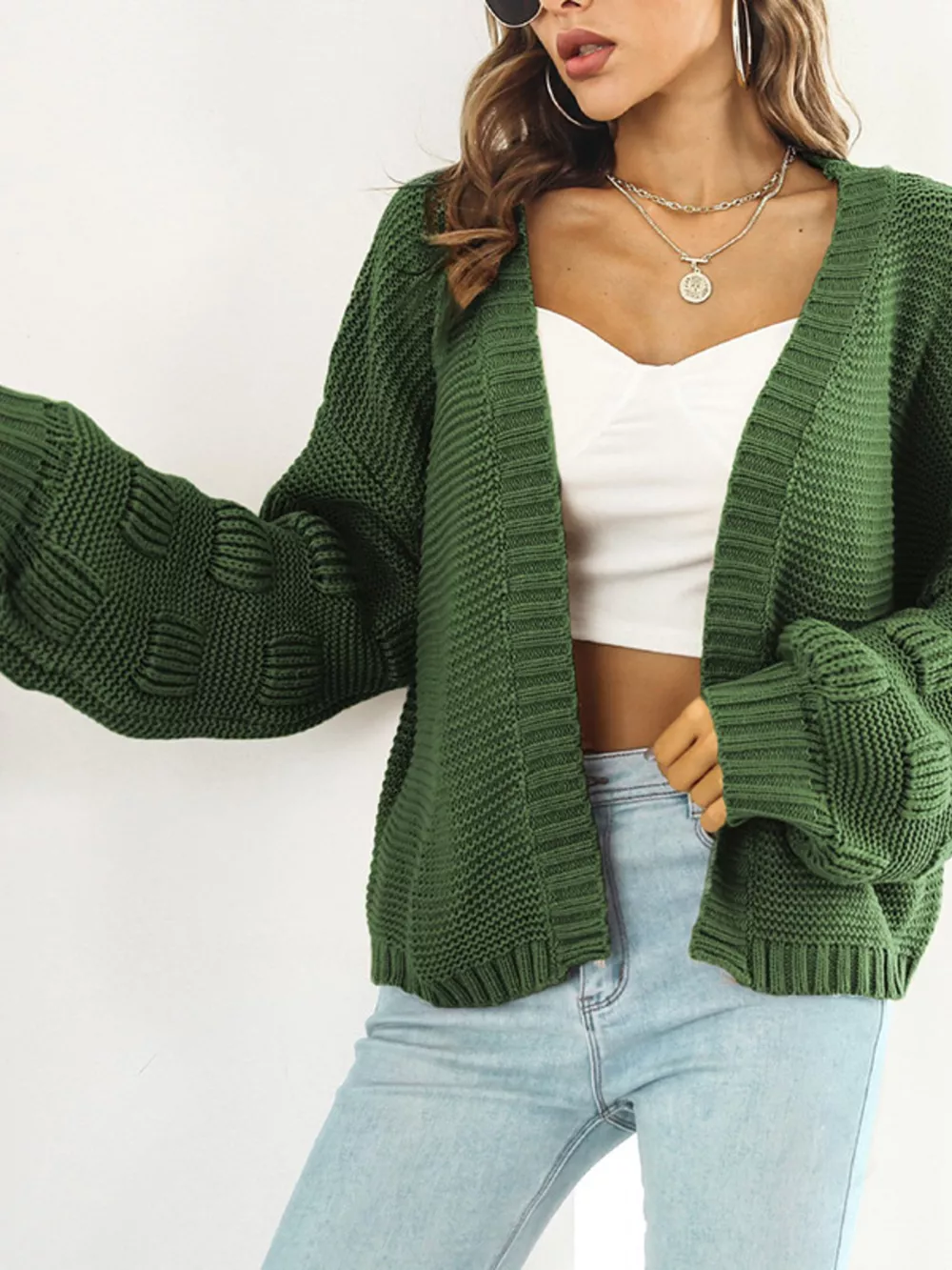 Chunky Knit Open Front Cardigan, image 7