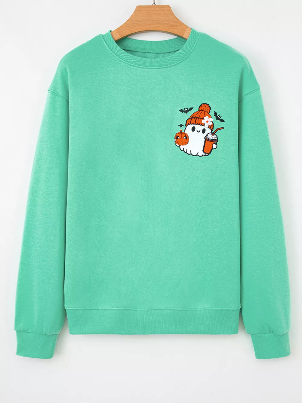 Halloween Ghost Embroidered Casual Sweatshirt, image 2