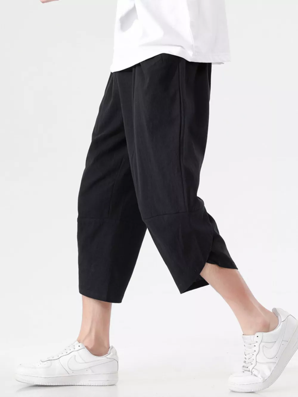 Men's Plus Size Casual Loose-Fit Cropped Harem Pants