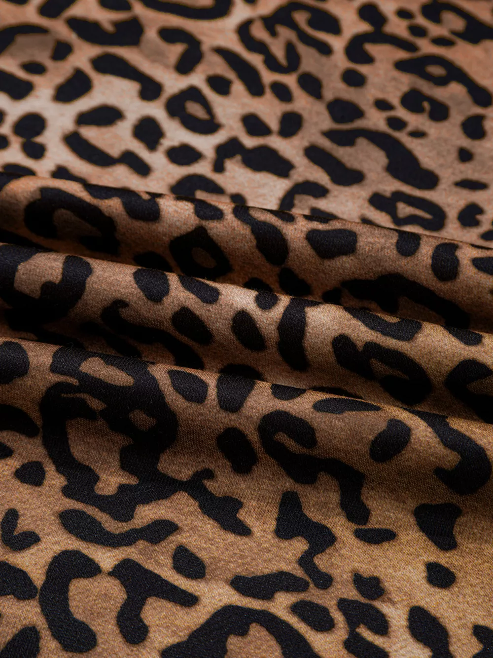 Leopard Print Contrast Trim Long Sleeve Top and Pants Set, image 14