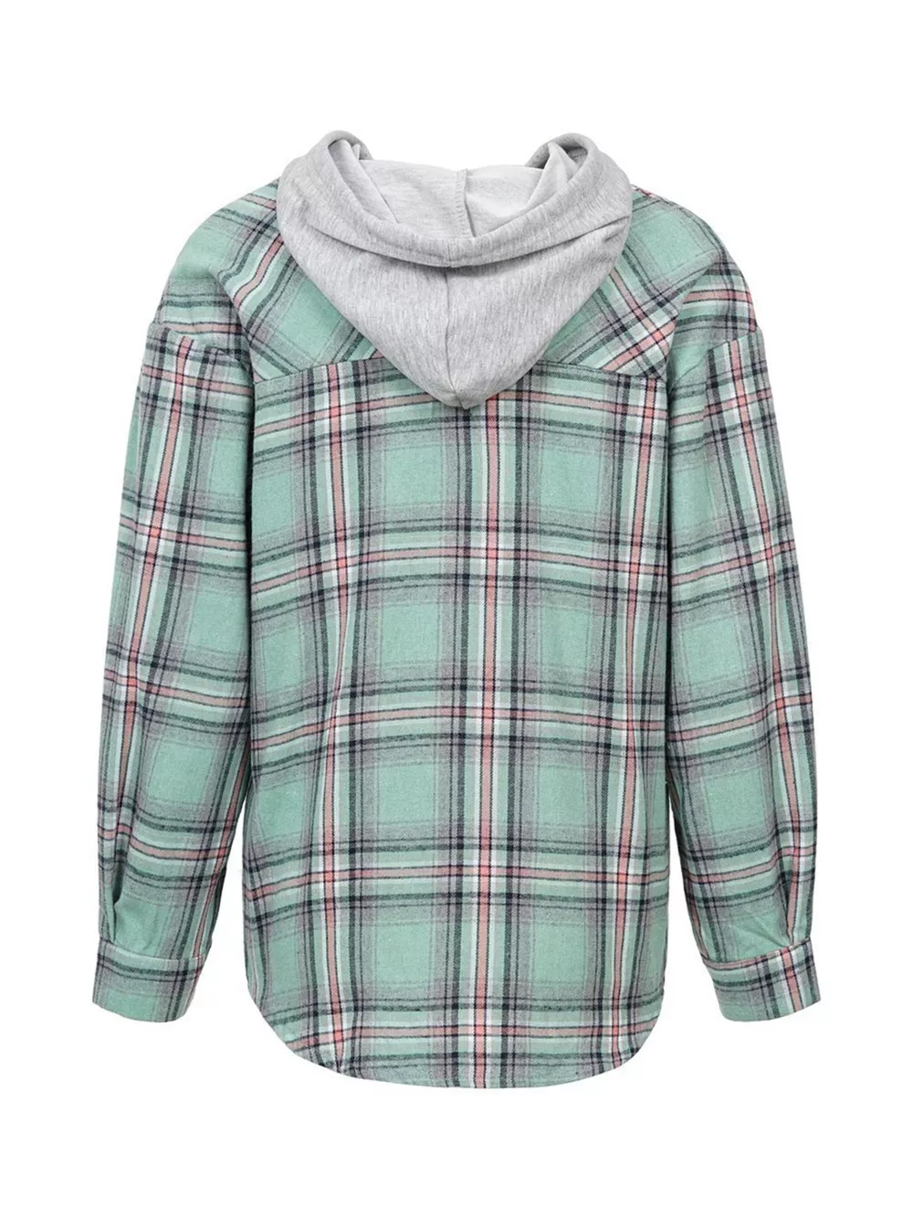 Hooded Plaid Button-Up Shirt, image 14