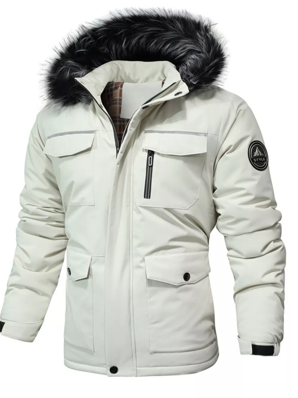 Men's Plus Size Fur Hooded Winter Parka Coat, image 3