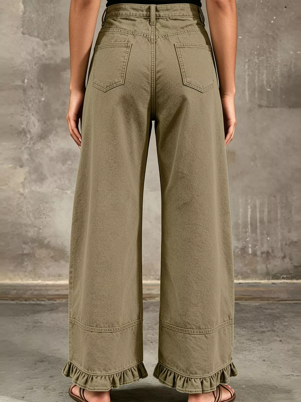 Full Size High-Waisted Wide-Leg Ruffled Hem Jeans Plus Size, image 16