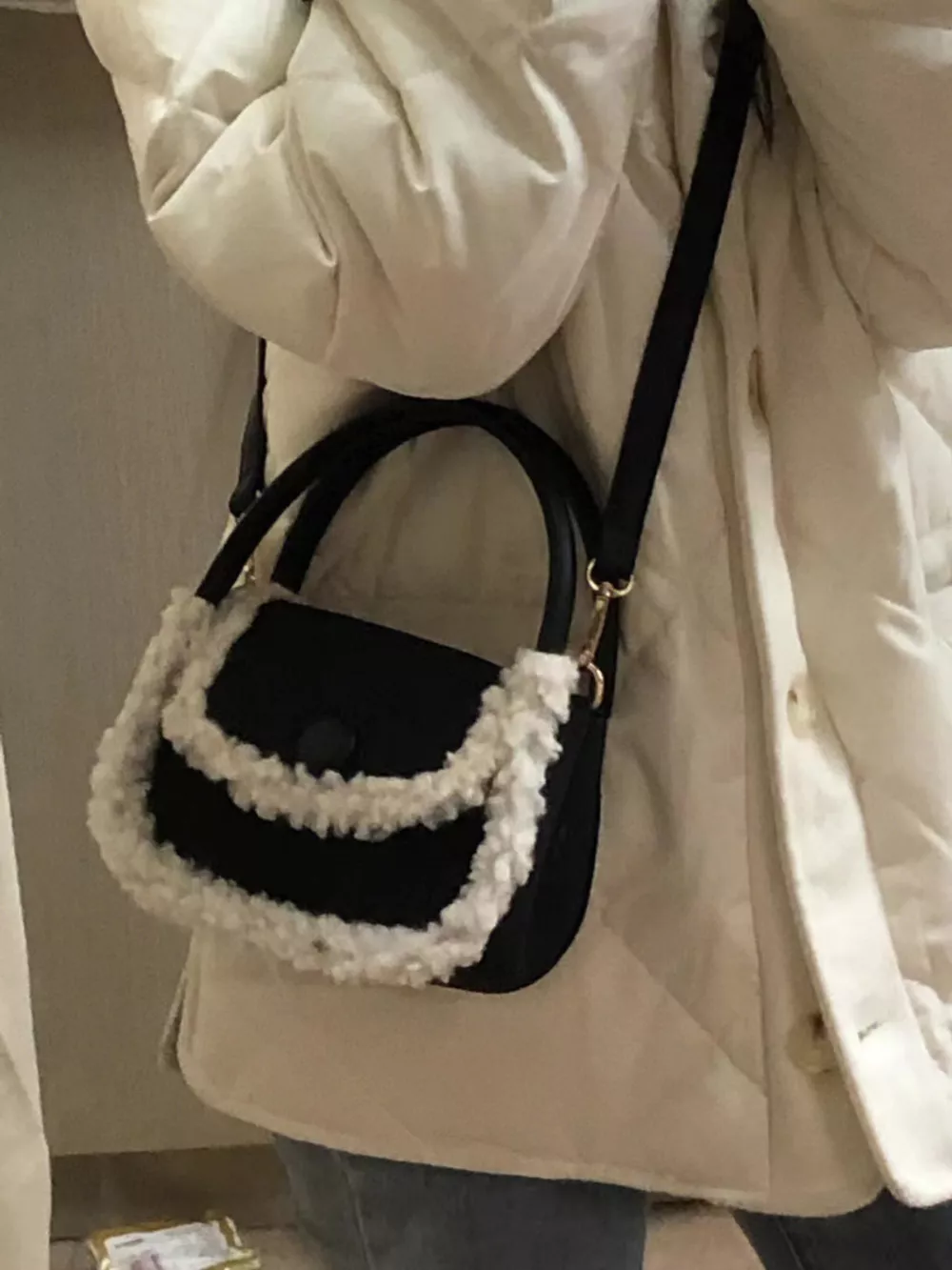 Fluffy Trim Mini Crossbody Bag, image 4