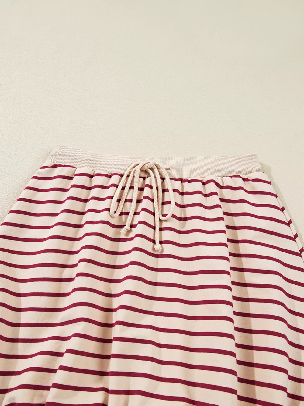 tripe Cropped Collared Drop Shoulder Pullover and Bubble Mini Skirt Set, image 9