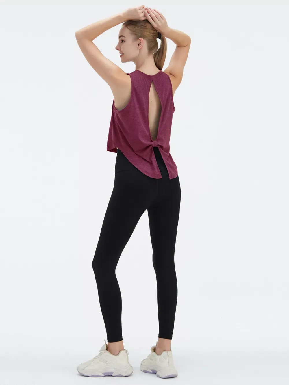 Cutout Back Round Neck Active Tank, image 22