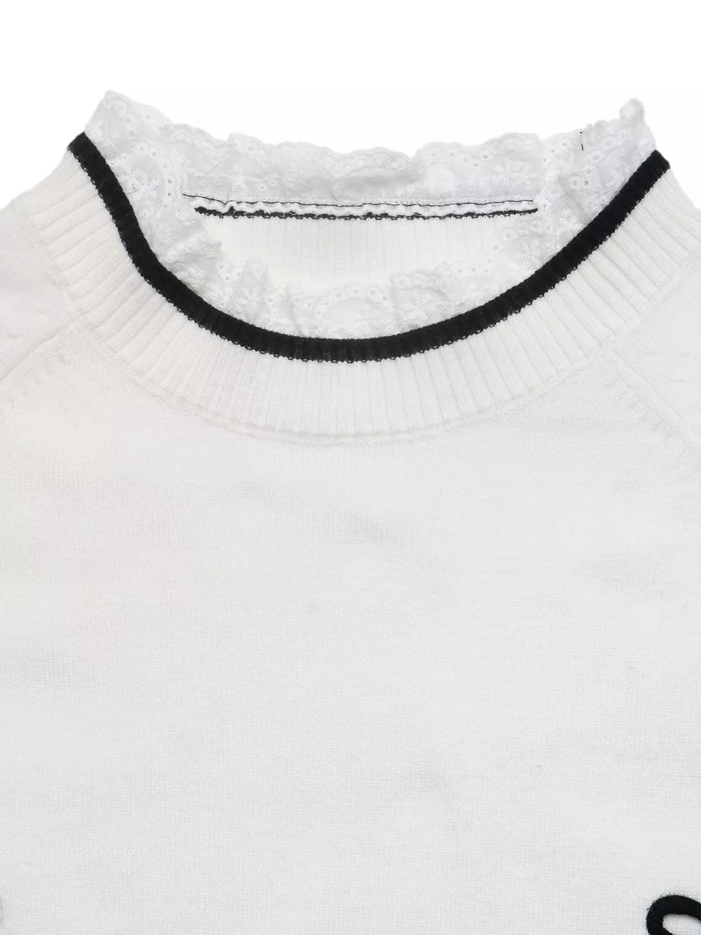 Bow-Embellished Lace Trim Sweater, image 11