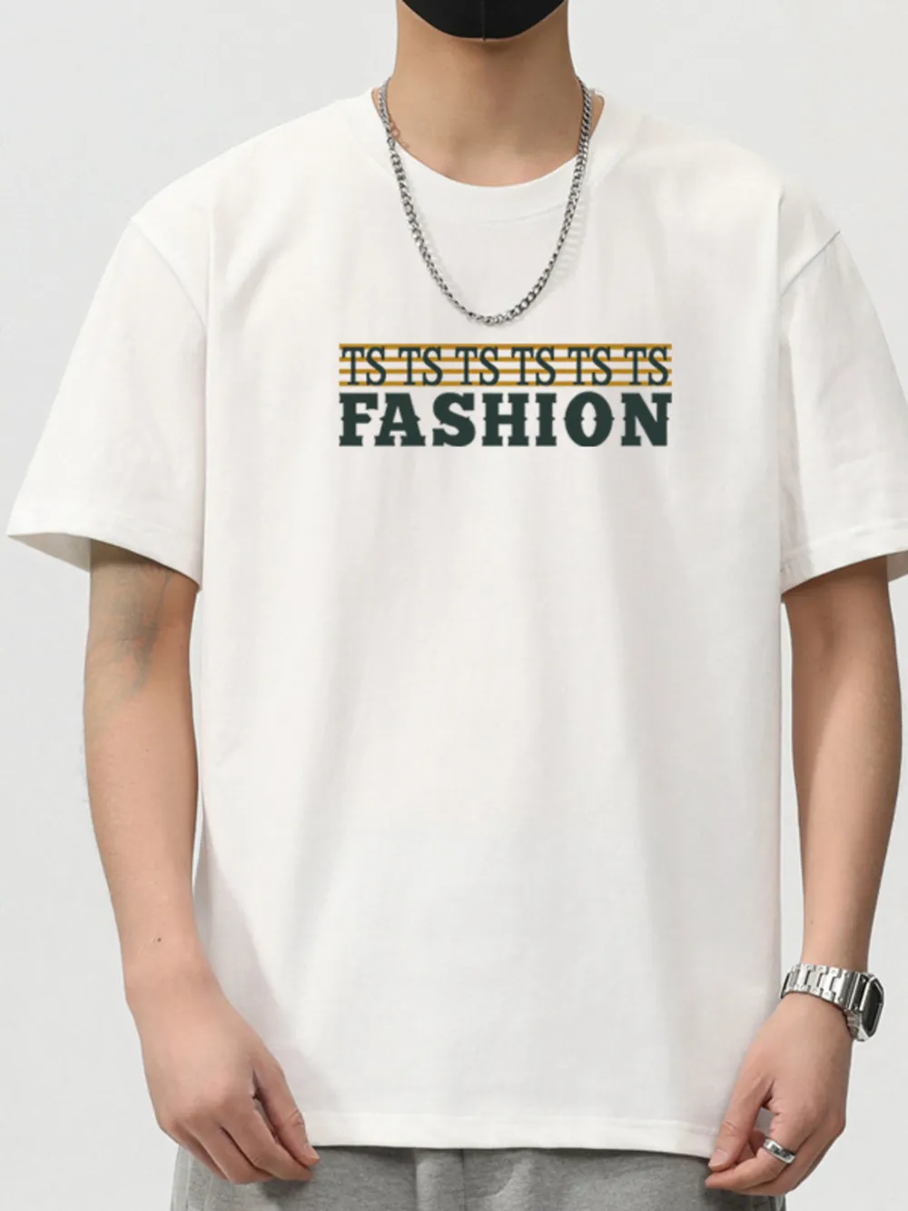 Men's Plus Size Letter Round Neck Short Sleeve T-Shirt, image 5