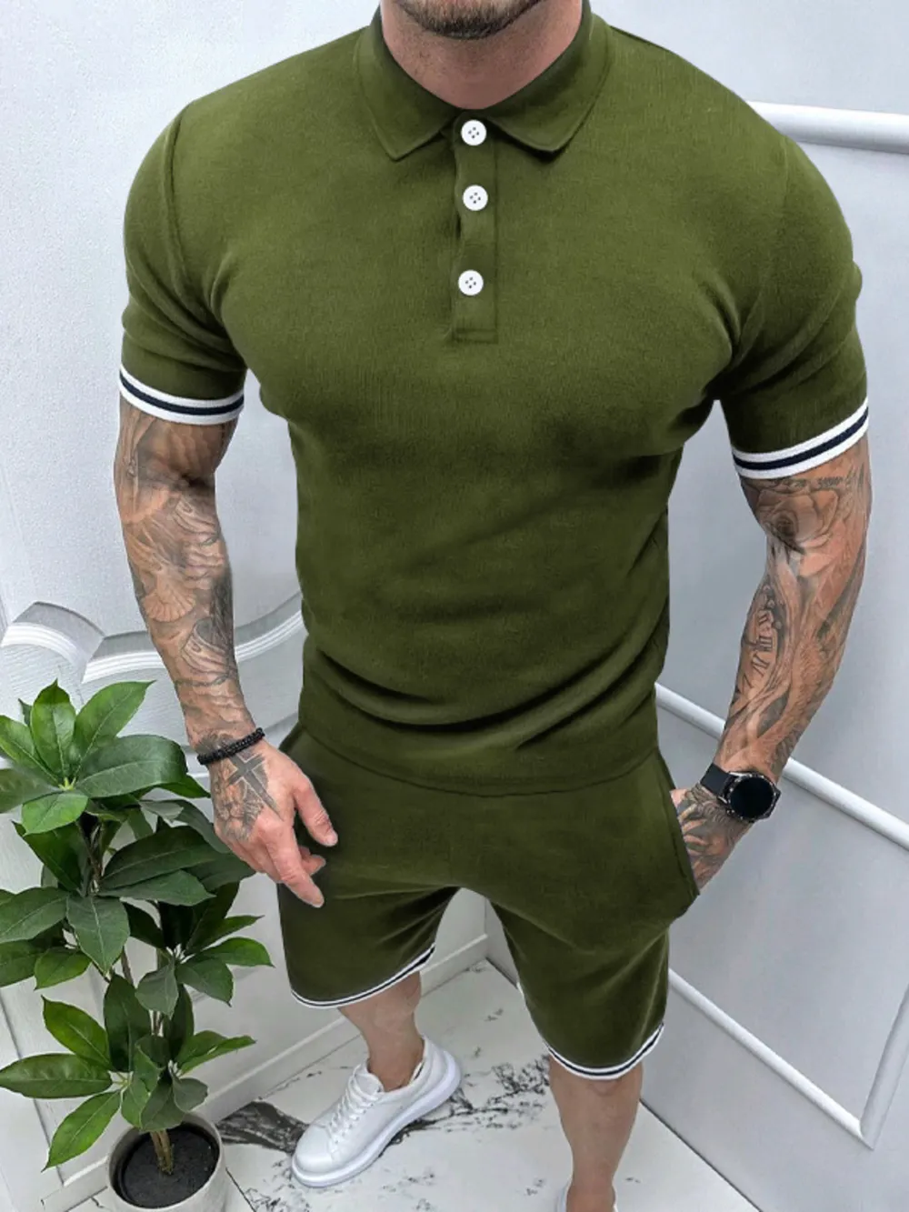 Men's Short Sleeve Polo and Shorts Set