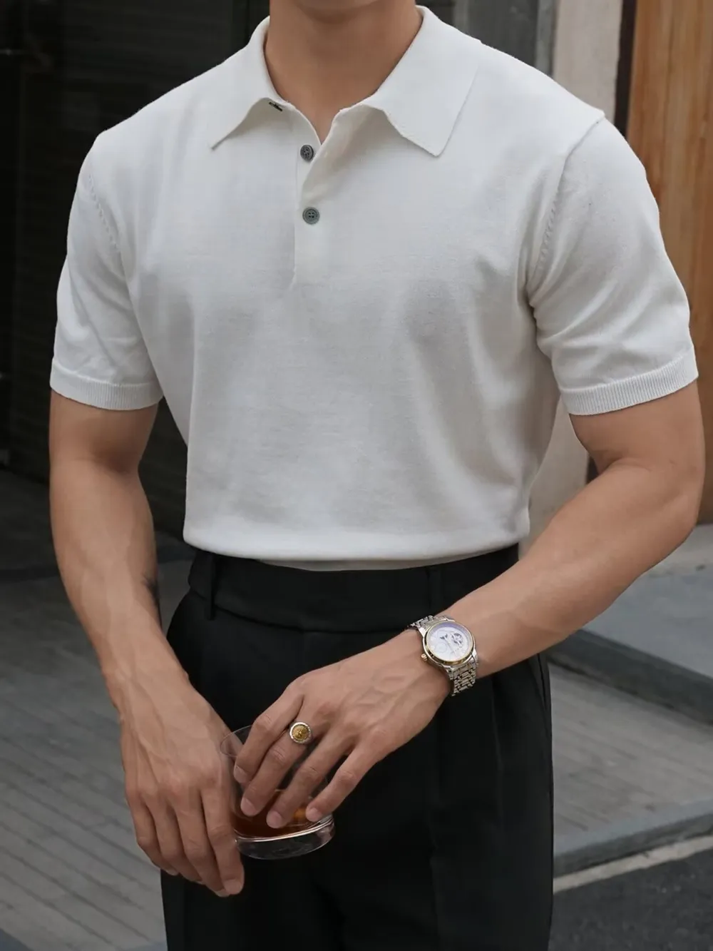 Men's Plus Size Button Detail Short Sleeve Polo