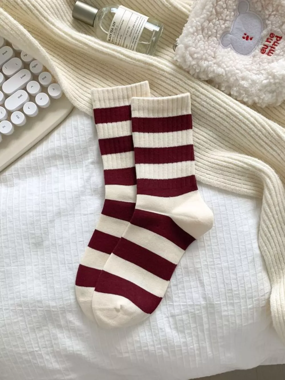 Ribbed Cotton Crew Socks, image 9