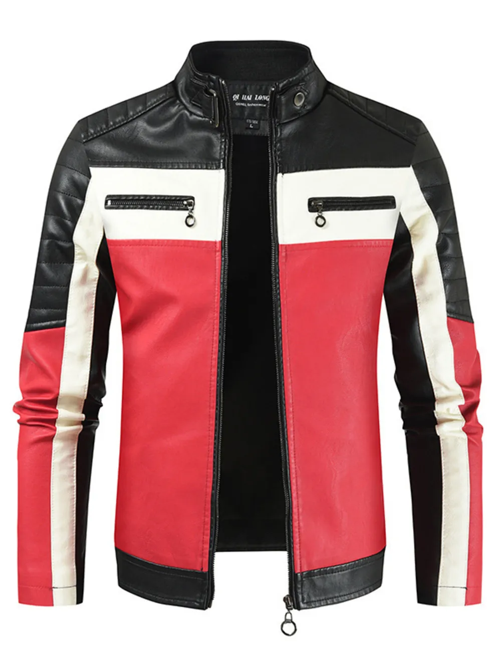 Men's Plus Size Contrast Zip Up Long Sleeve Jacket, image 3