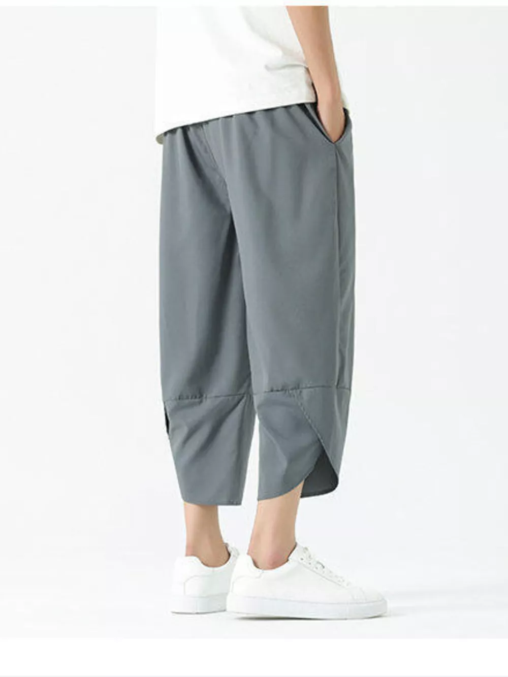 Men's Plus Size Casual Loose Cropped Pants, image 3