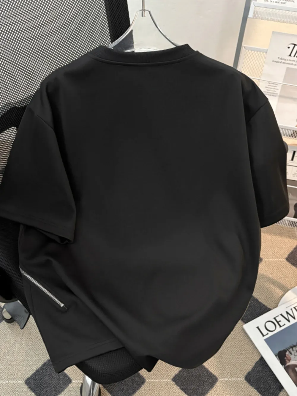 Men's Plus Size Zip Detail Short Sleeve T-Shirt, image 4