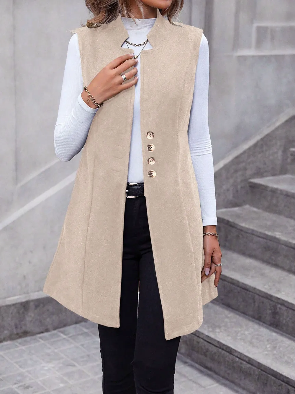 Button Up Longline Vest Coat, image 11