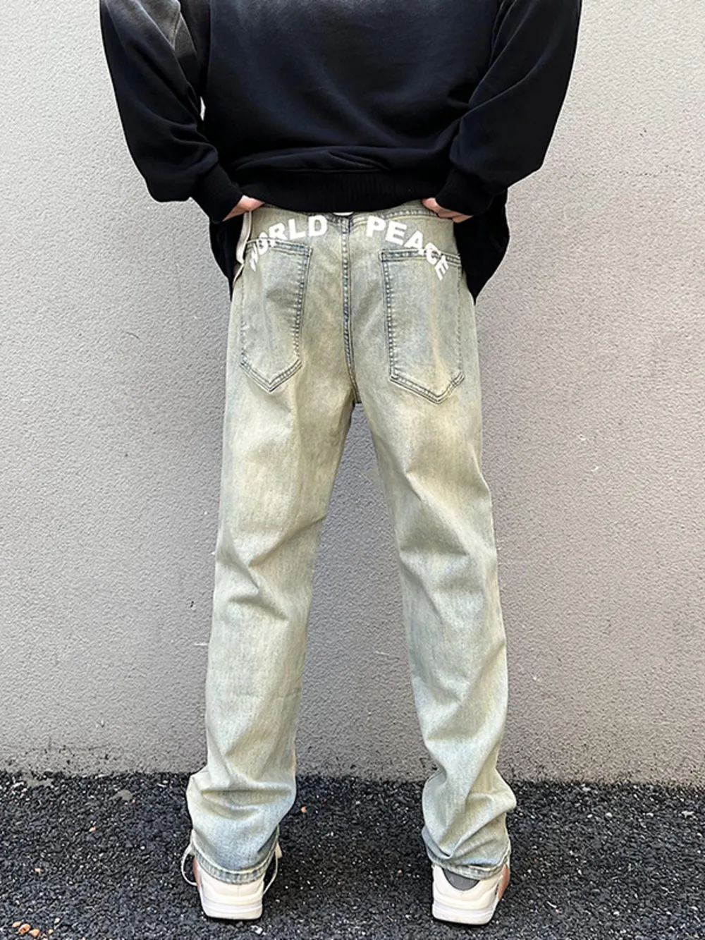Men's Vintage Wash Straight Leg Jeans, image 4