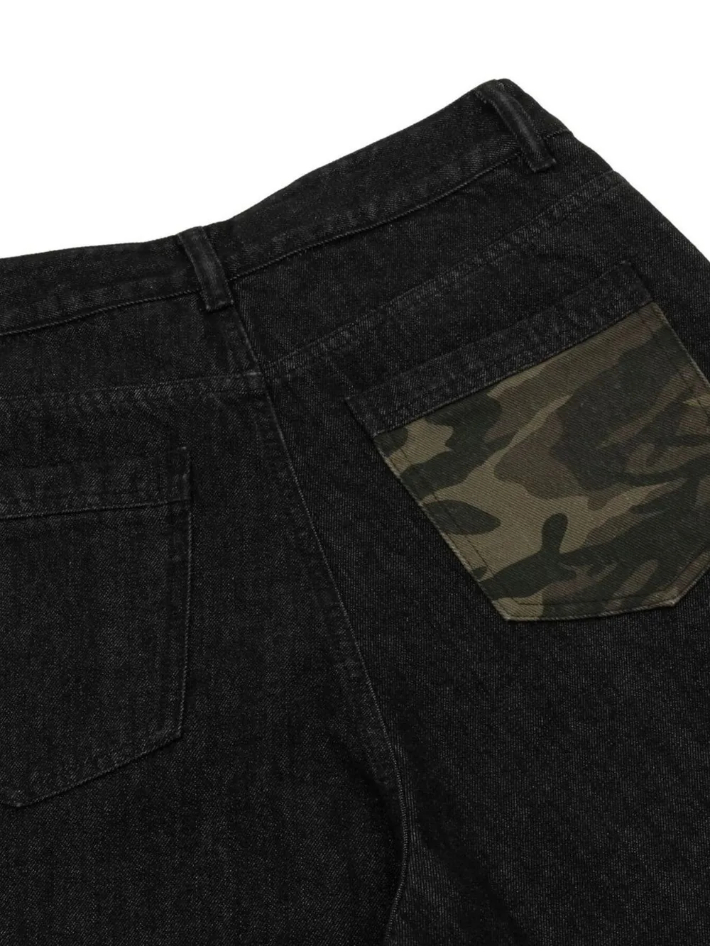 Men's Distressed Camo Trim Denim Bermuda Shorts, image 8