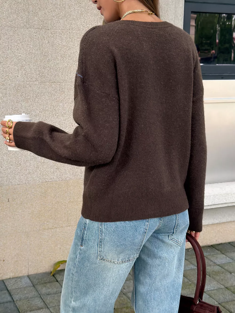 Argyle Pattern V-Neck Knit Sweater, image 5