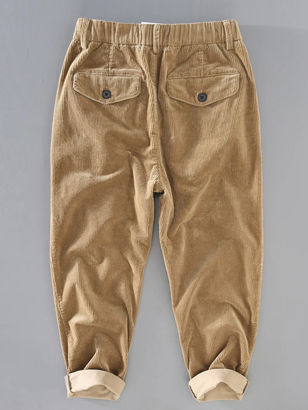 Men's Plus Size Corduroy Pleated Casual Pants, image 2