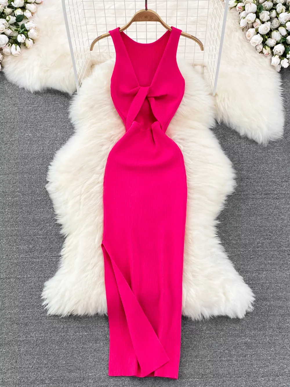 Knot Back Sleeveless Knit Bodycon Midi Dres, image 23