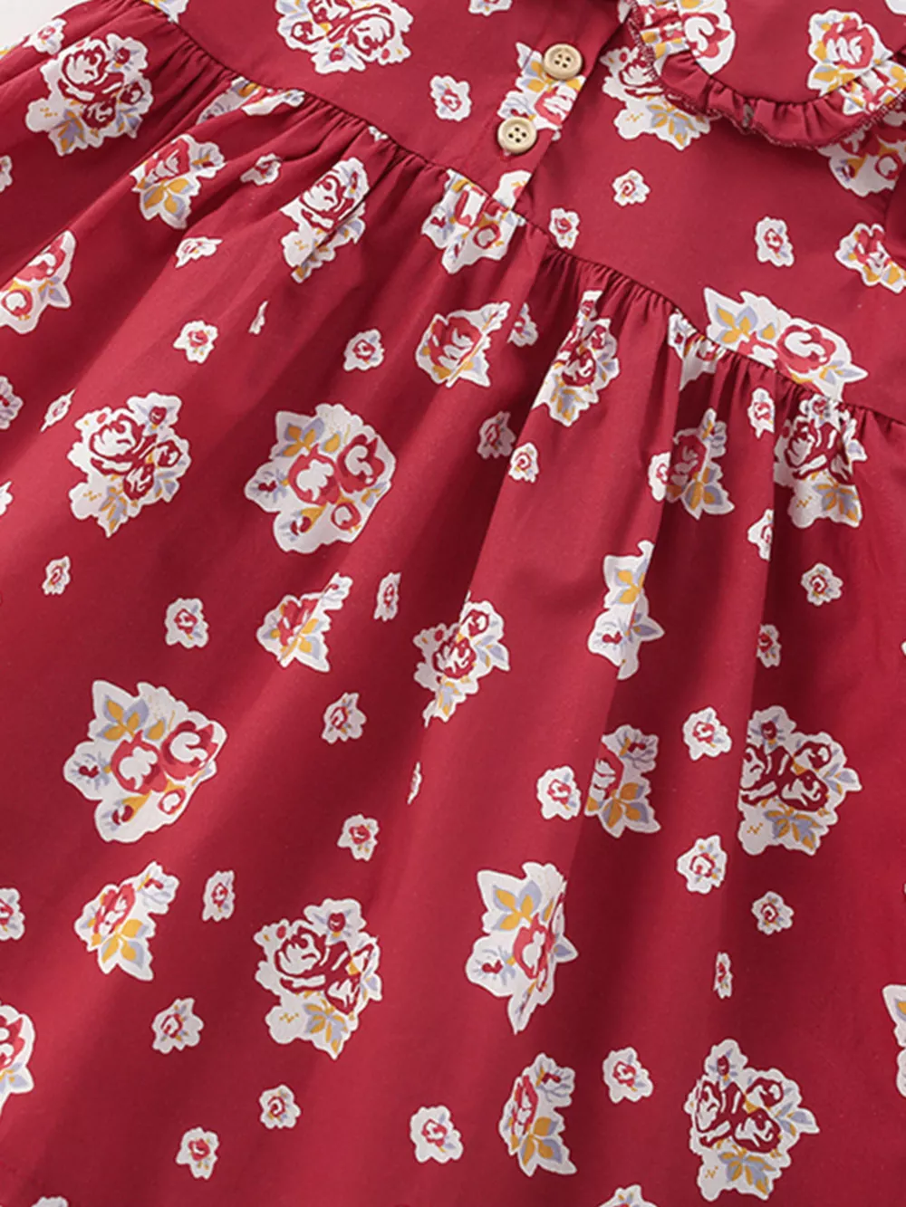 Children's Floral Print Ruffle Collar Button-Front Dress, image 5