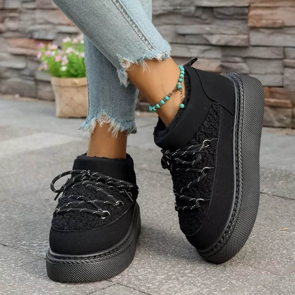Cozy Plush Lined Lace-Up Platform Winter Boots, image 16
