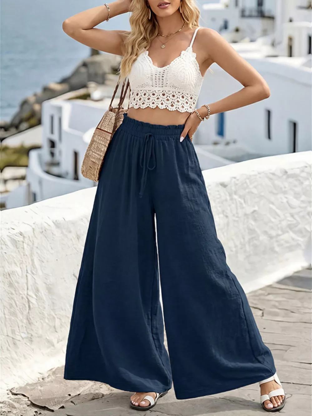 Wide Leg Drawstring Pants