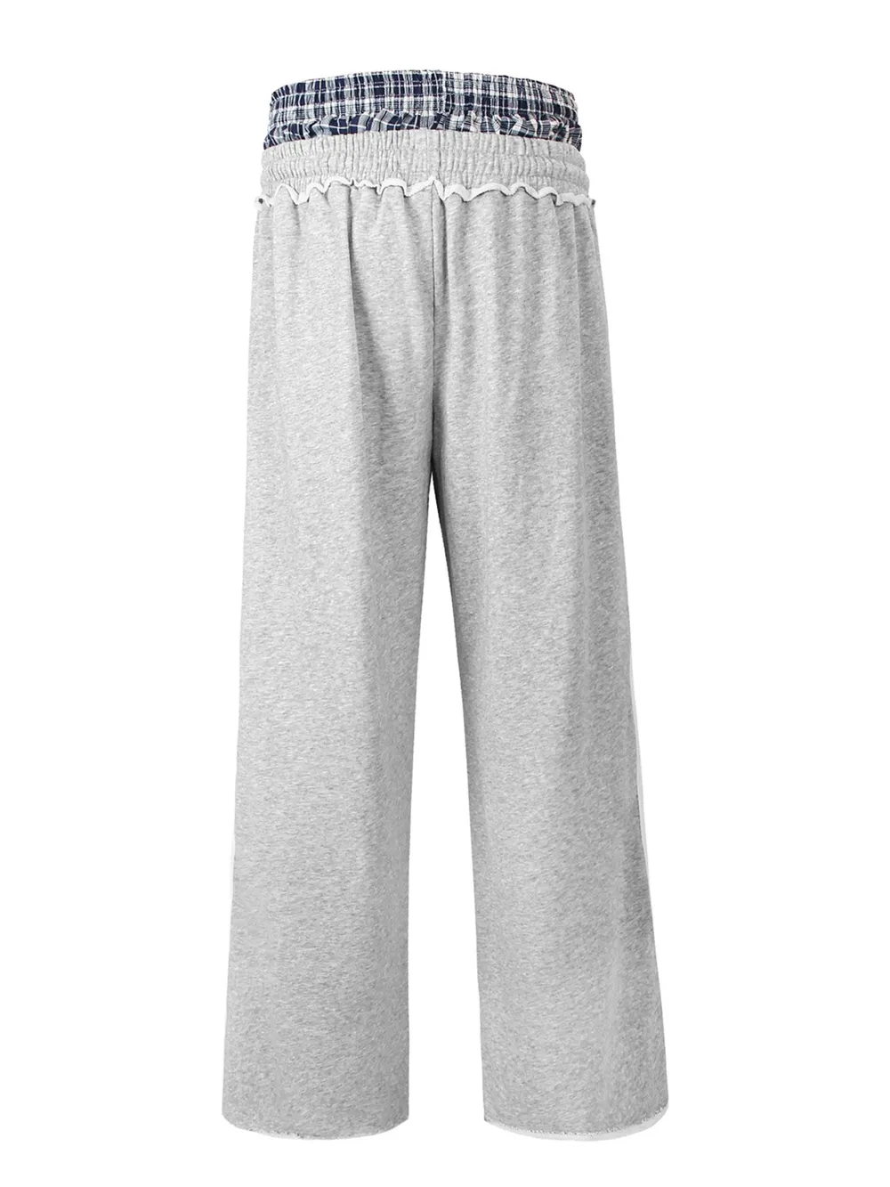 Men's Contrast Plaid Waistband Drawstring Wide Leg Pants, image 6