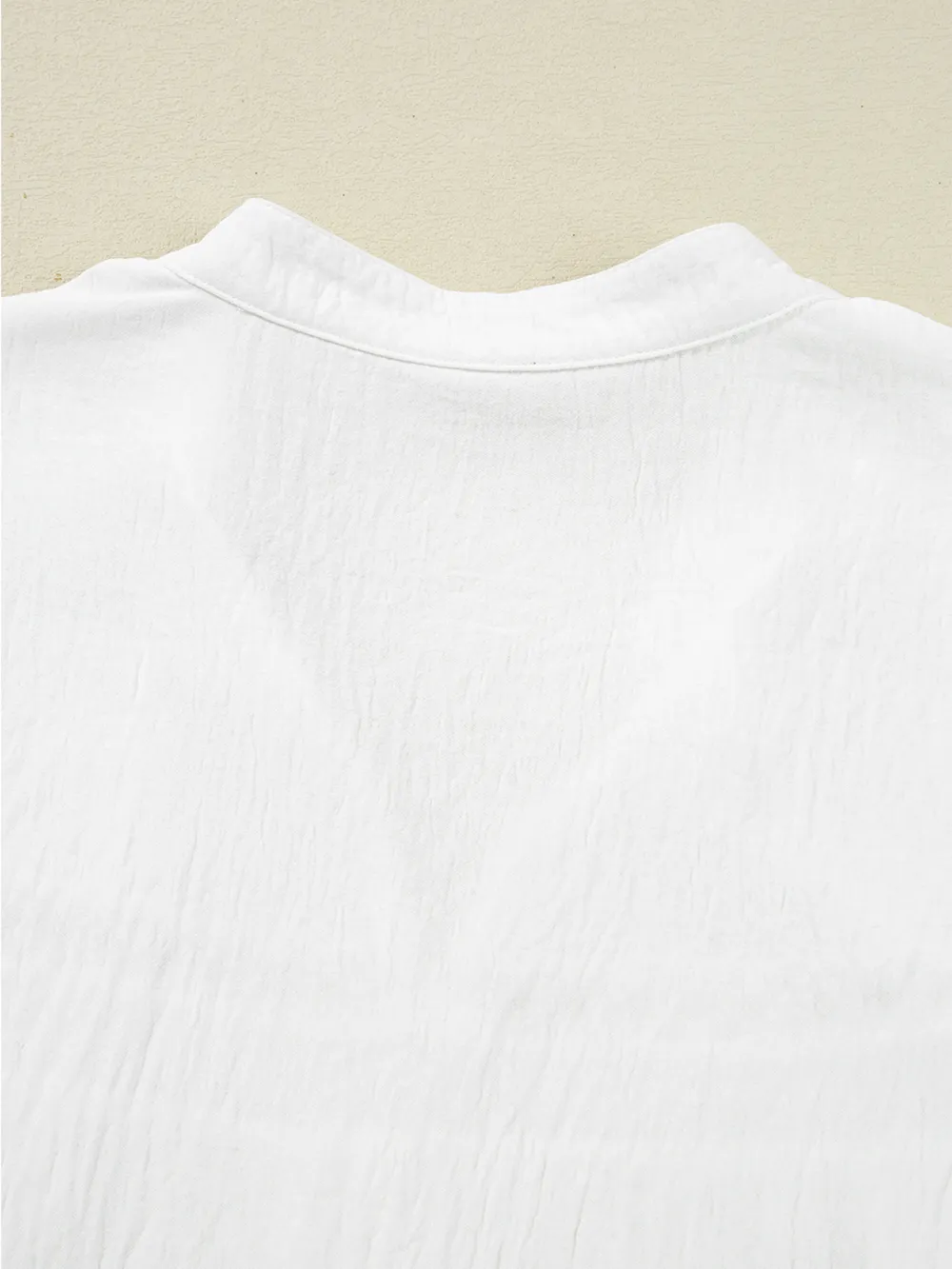 Drawstring Puff Sleeve Tie Neck Blouse, image 8