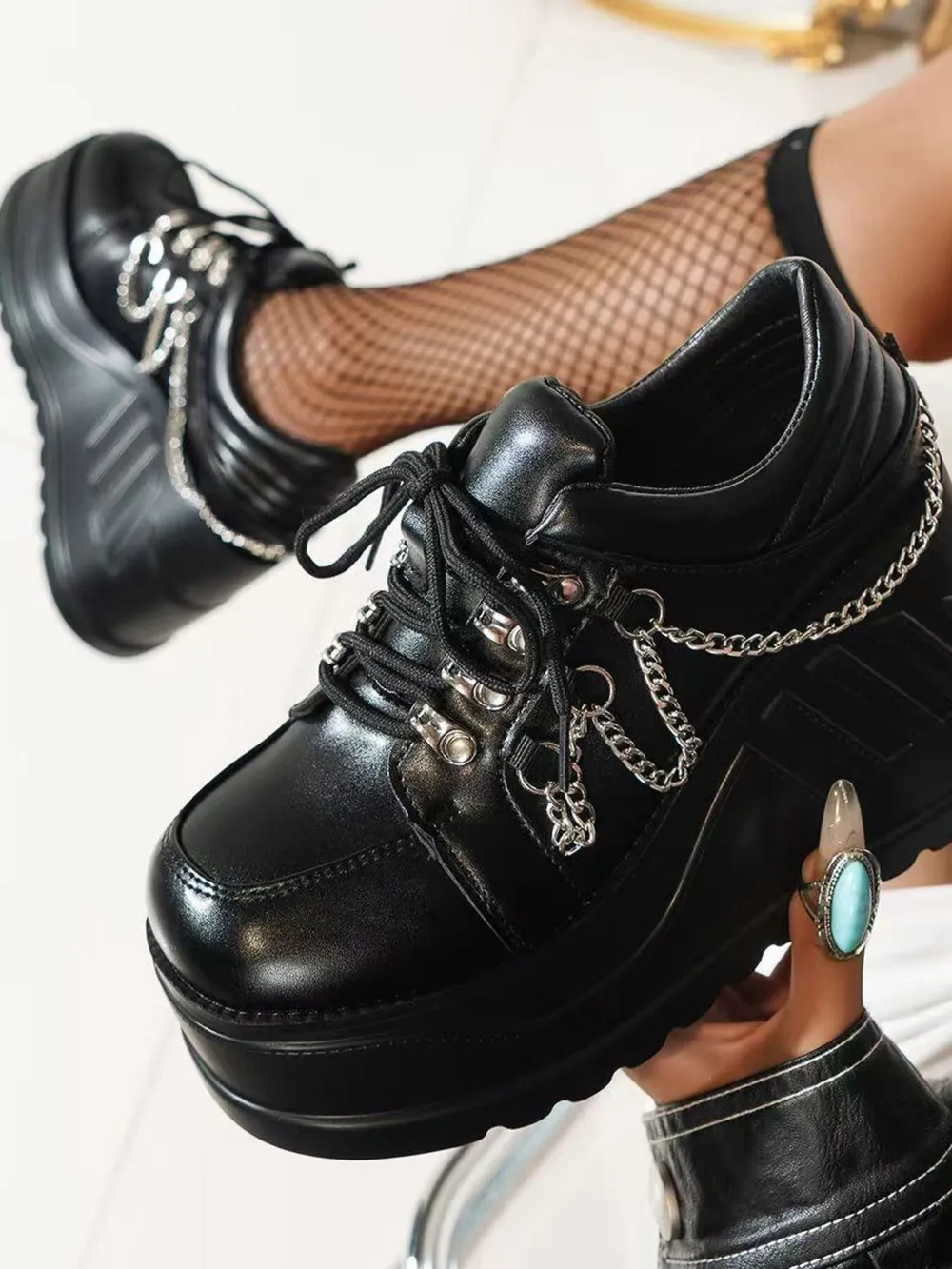Lace Up Platform Wedge Sneakers, image 3