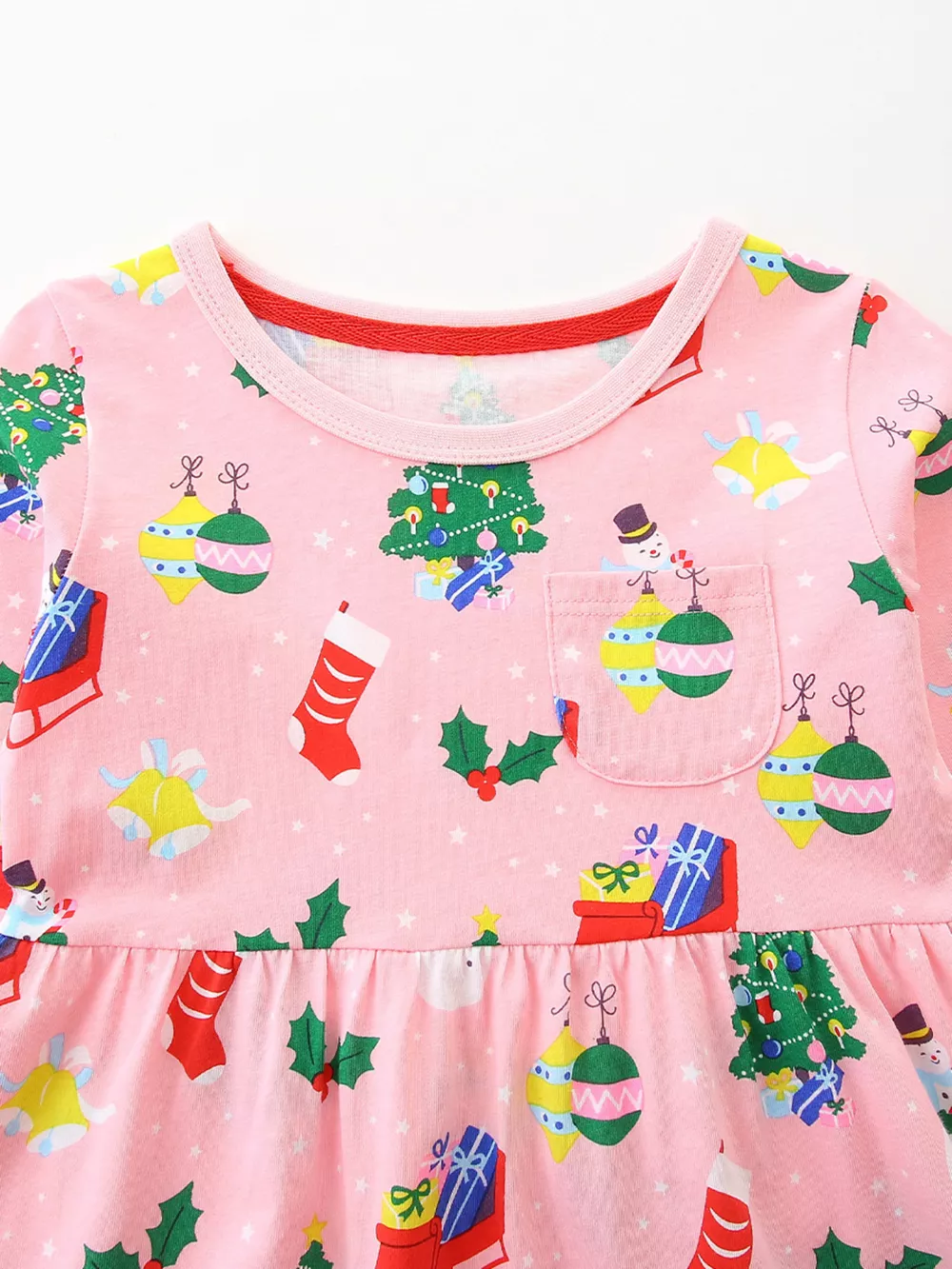 Children's Christmas Print Long Sleeve Casual Dress, image 3