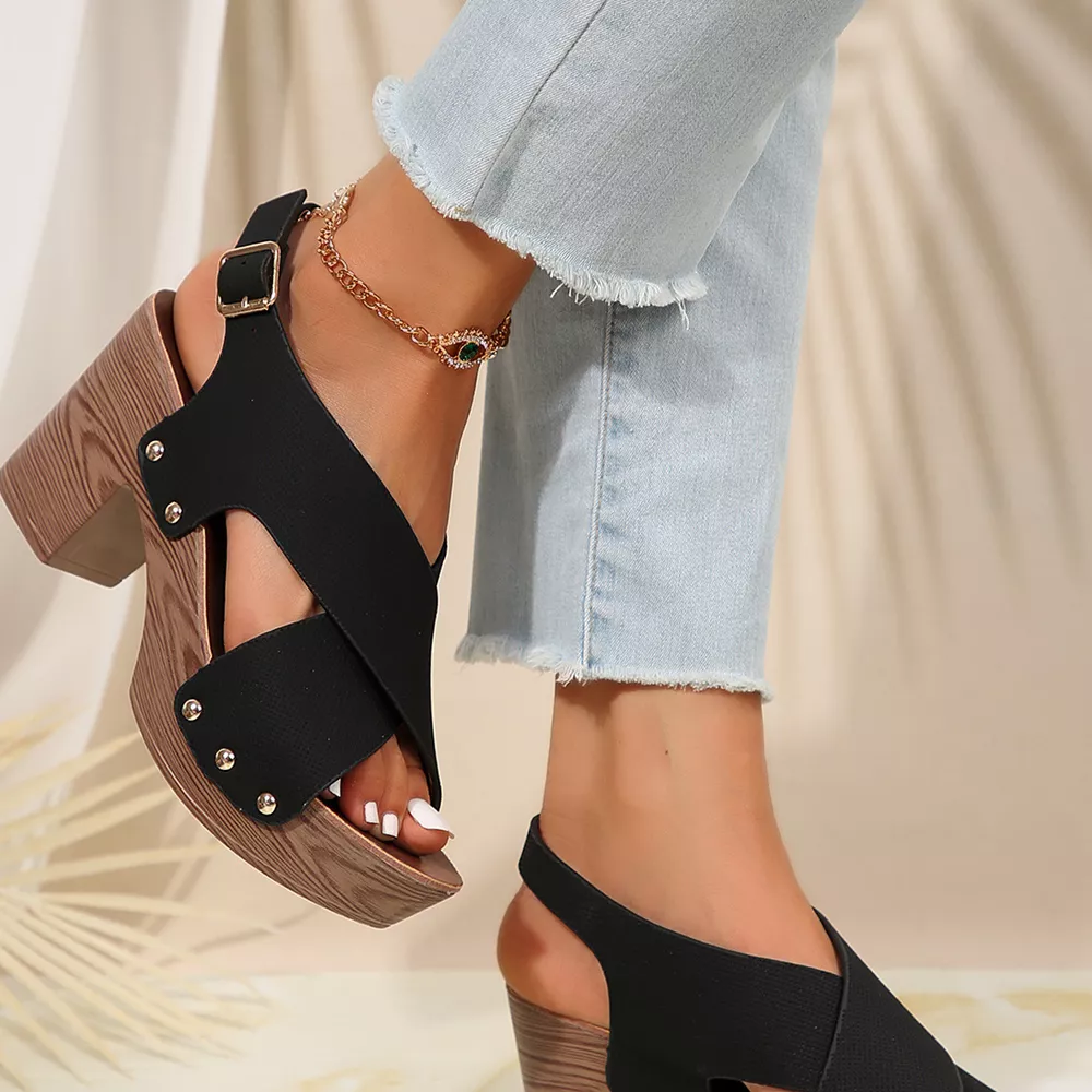 Crisscross Block Heels Sandals, image 16