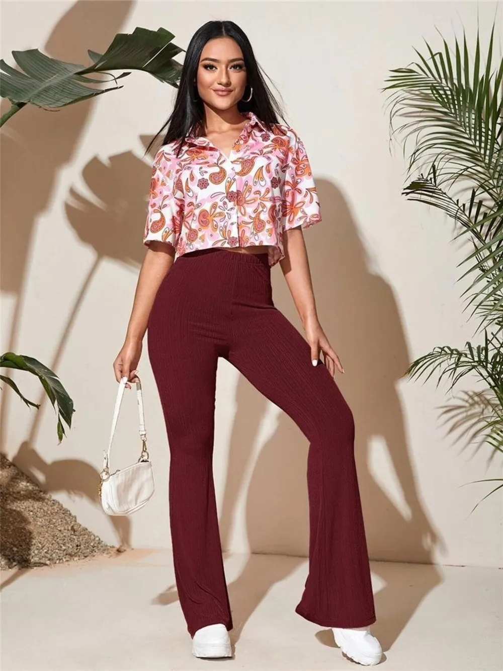 Full Size High-Waist Flare Active Pants Plus Size, image 12