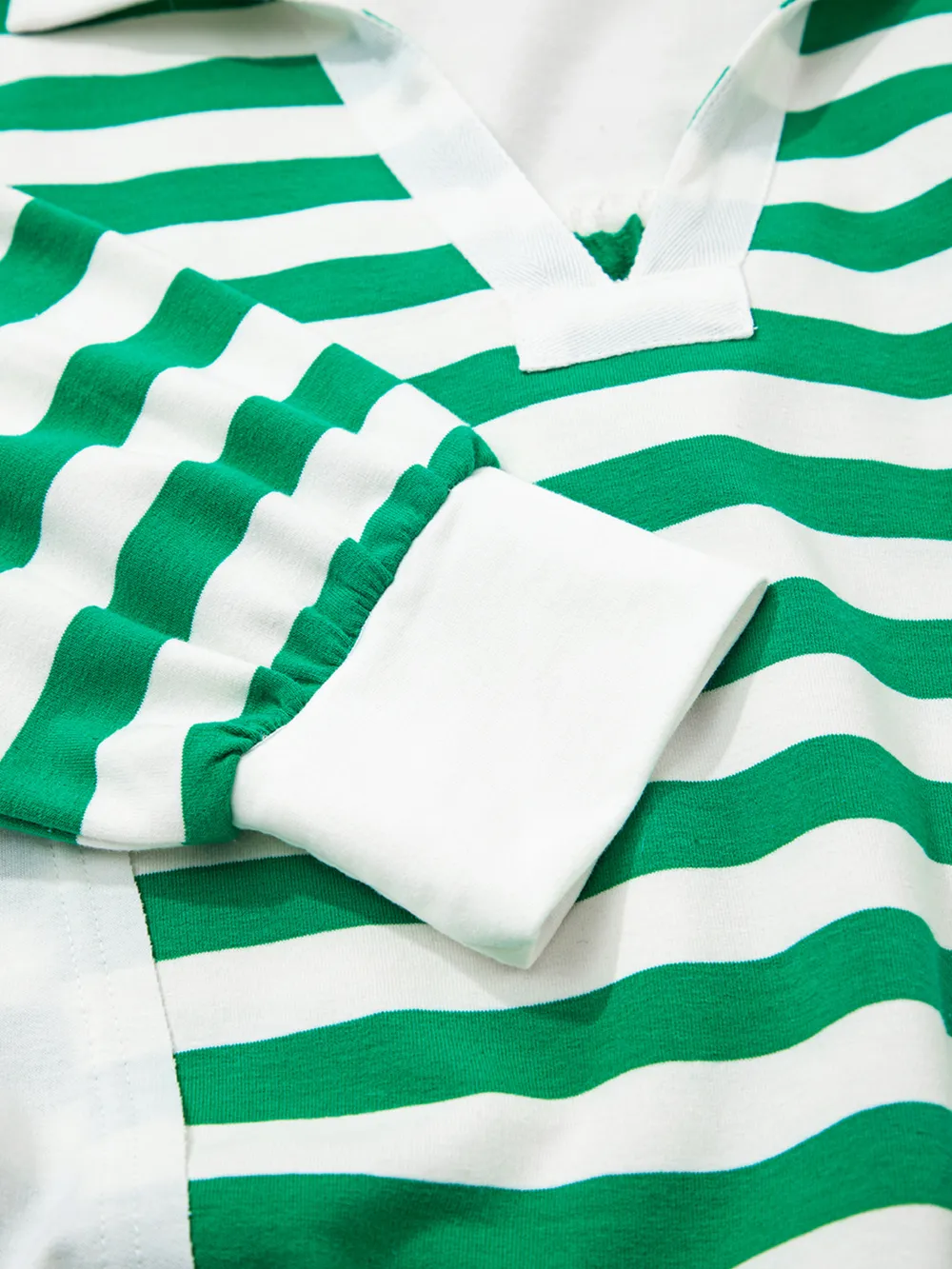 Stripe Colorblock Collared V Neck Cropped Top, image 8