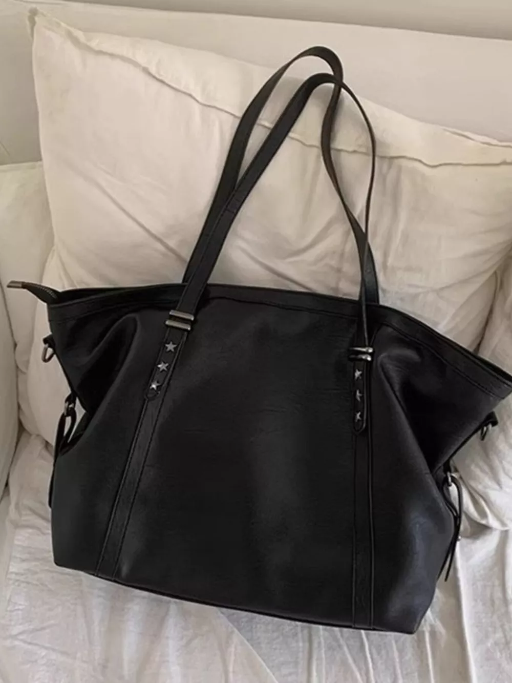 Star-Embellished Leather Shoulder Bag, image 2