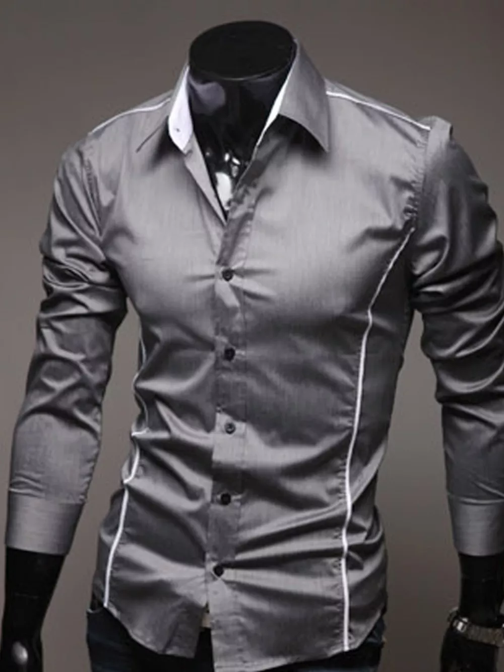 Men's Plus Size Slim Fit Long Sleeve Shirt, image 3