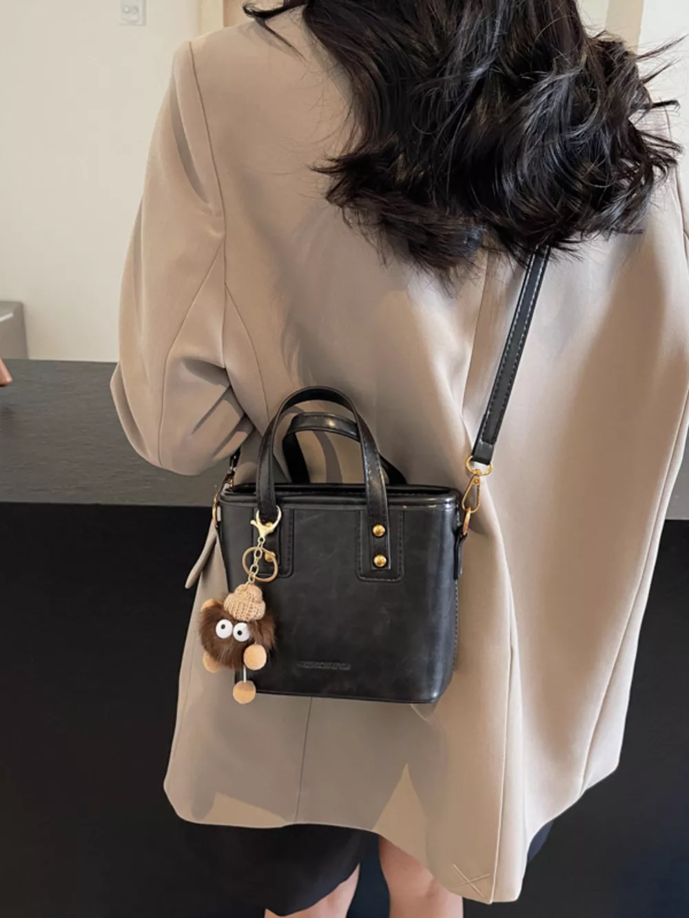 Leather Crossbody Bag with Charm, image 2