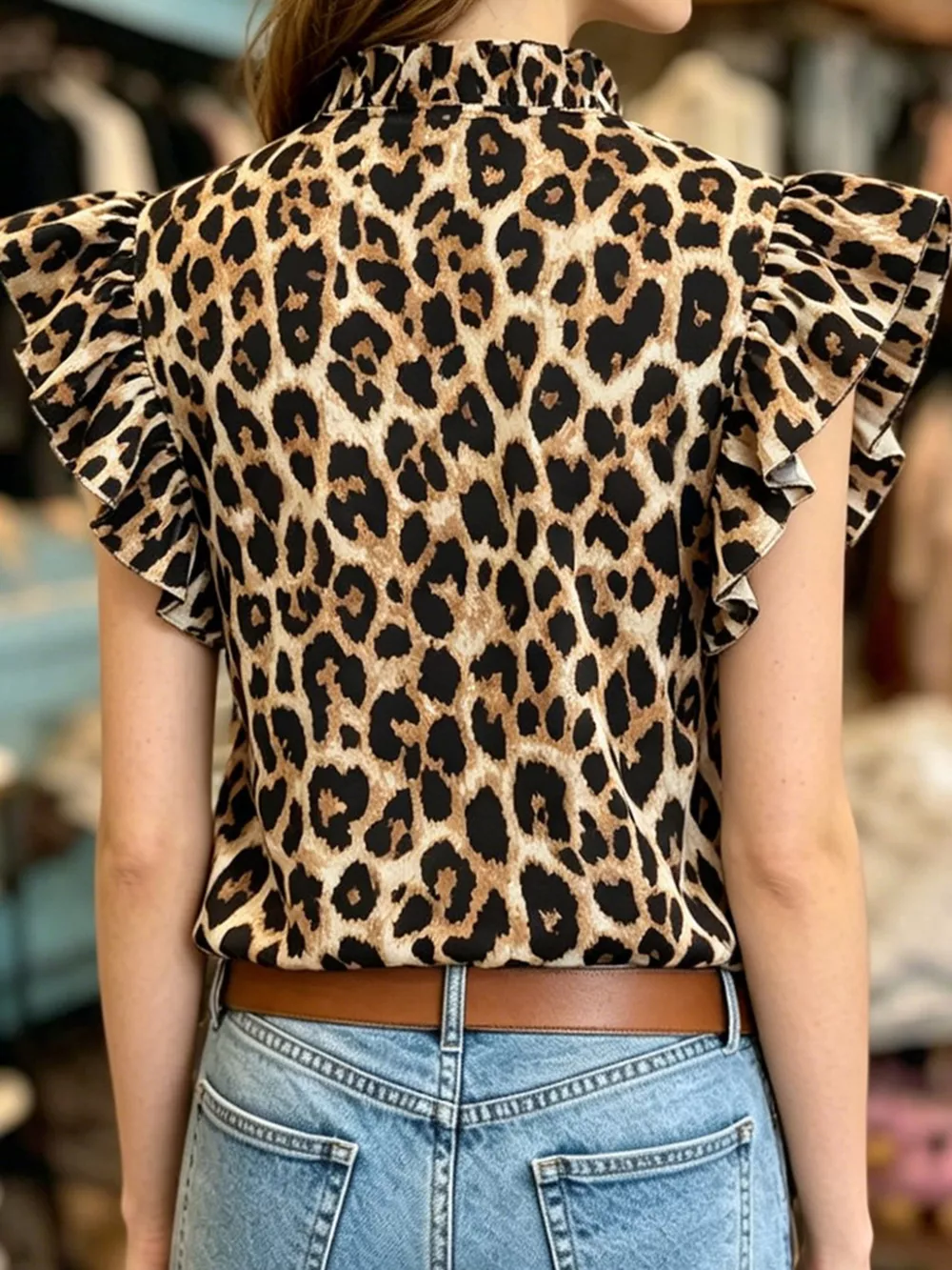 Printed Ruffle Sleeve Blouse, image 2