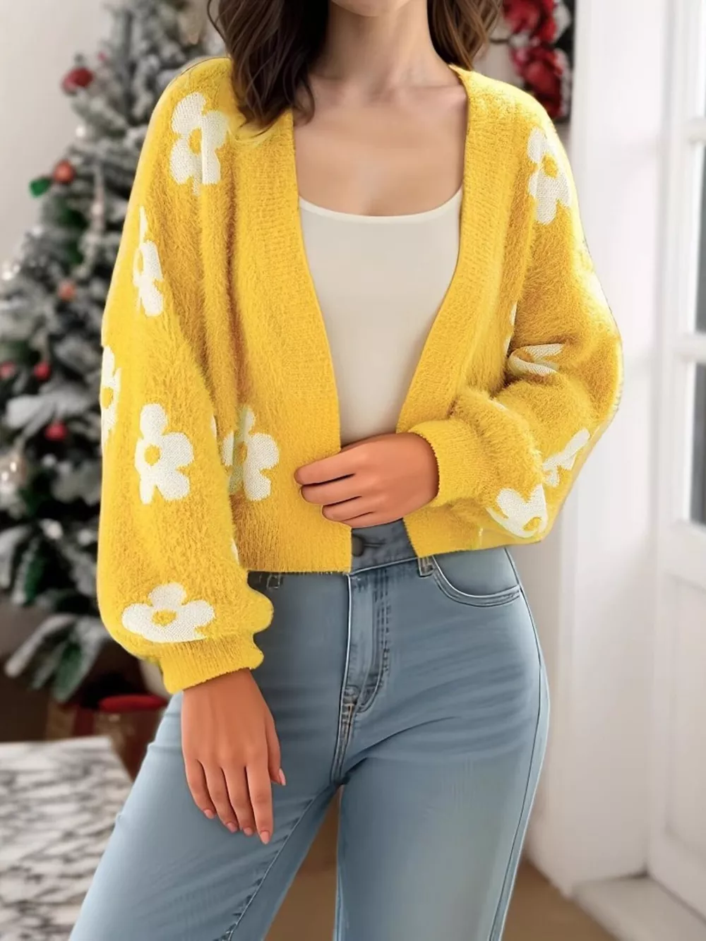 Floral Open Front Cardigan, image 2