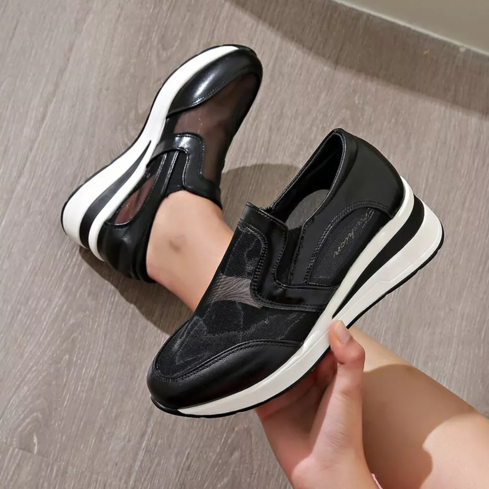 Round Toe Wedge Sneakers