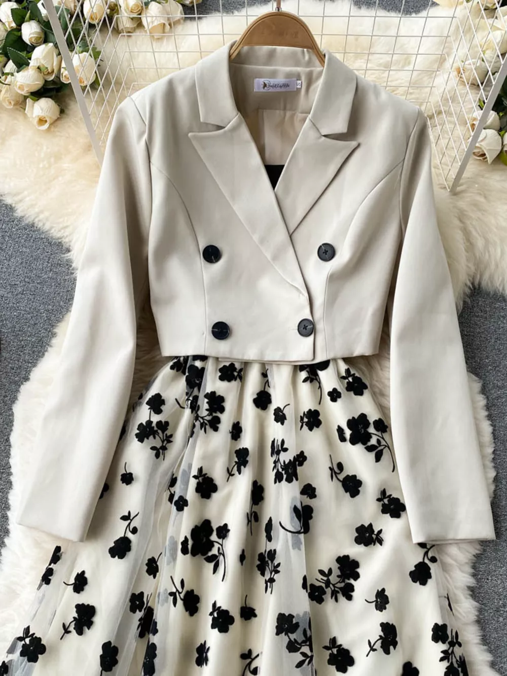 Floral Mesh Dress & Blazer Set, image 4