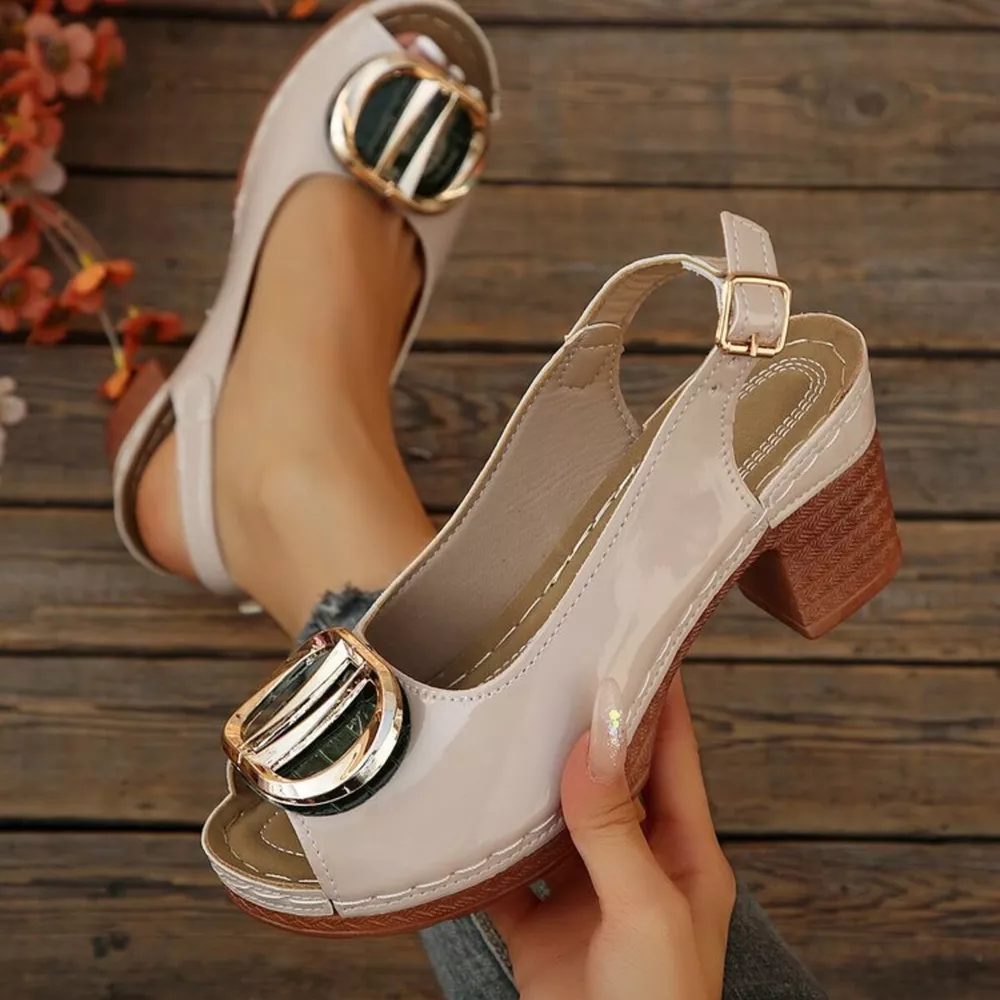 Peep Toe Block Heels Sandals, image 10