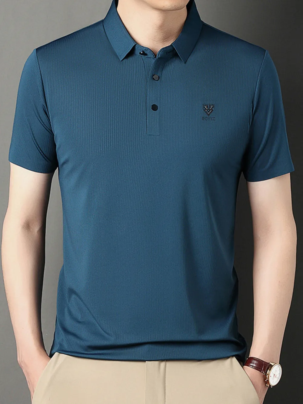 Men's Plus Size Breathable Short Sleeve Polo, image 2