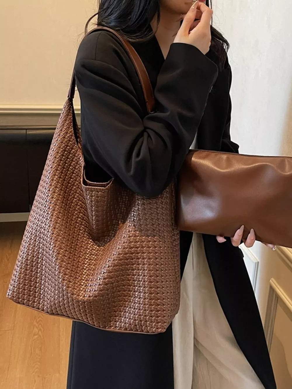 Woven Straw Texture Shoulder Bag, image 4