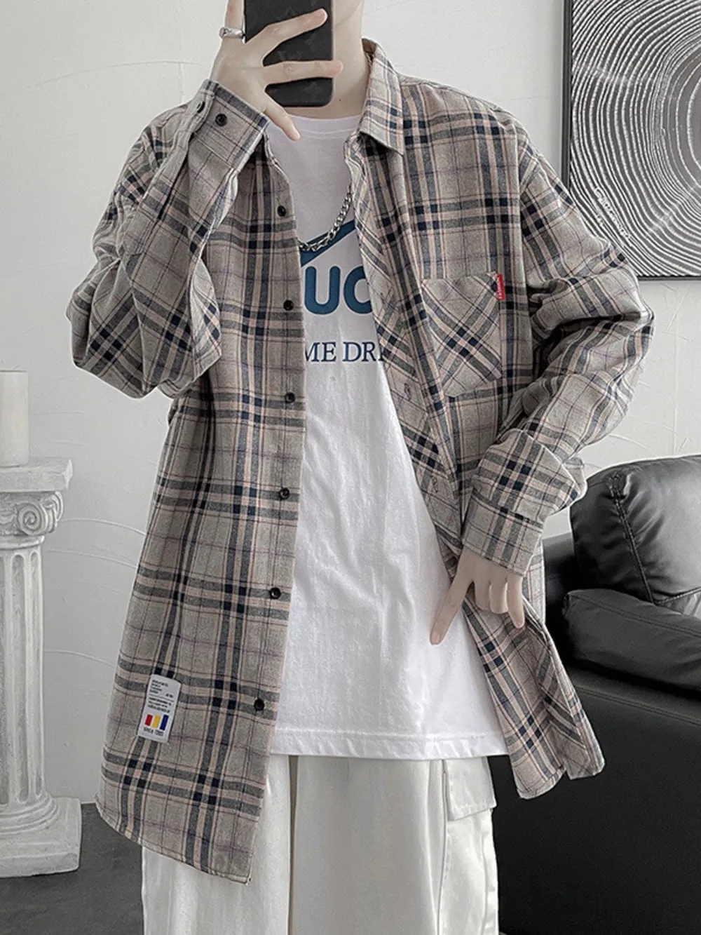 Men's Plus Size Plaid Button Up Shirt, image 4